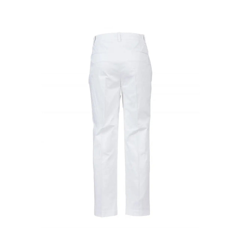 Pinko women white cotton straight-leg trousers with pockets featuring a clean minimalist design