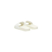 Pinko women white PVC slippers cream-colored minimalist slide sandals with smooth flat sole and simple strap design
