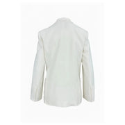 White viscose blazer by pinko with sleek tailored fit clean lines and long v neck for women