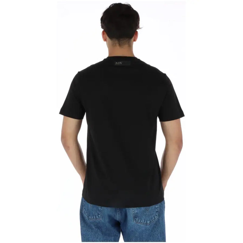 Plein sport black printed men’s t-shirt in 100% cotton with a small pareo logo tag at the neckline
