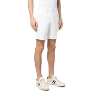 White cotton shorts with a classic fit and button fly design.