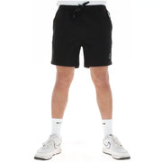 Black psycho bunny men swimwear drawstring shorts with small embroidered logo on lower right leg for swim use