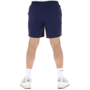 Navy blue Psycho Bunny men swimwear athletic shorts with drawstring waistband and side pockets for active use