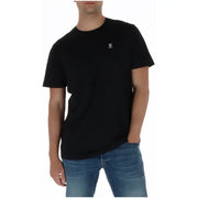 Schwarzes, kurzärmeliges Psycho Bunny Herren-T-Shirt mit kleinem, gesticktem Hasen- und Totenkopflogo, 100 % Baumwolle, Rundhalsausschnitt