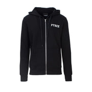 Pyrex black hooded sweatshirt made of 100 percent cotton with white embroidered logo and silver zipper on front