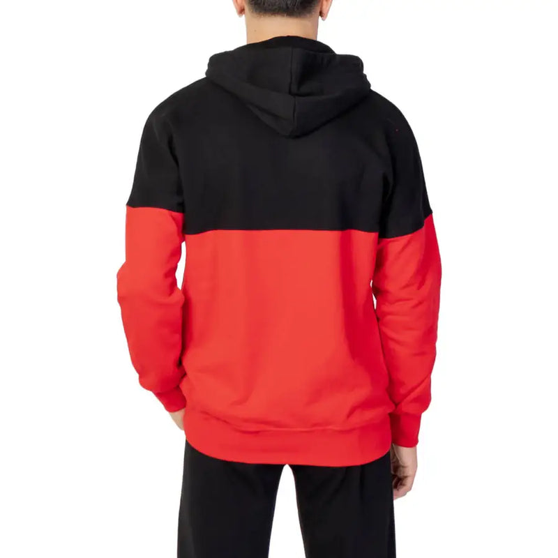 Pyrex men’s red and black two-tone hooded sweatshirt with color-block design made of 100% cotton