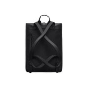 Rains men backpack mini black with sleek cross-strapped design matte finish and zip pockets w10xh40xl10 cm