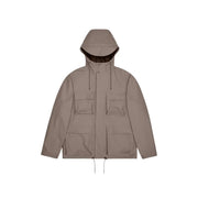 Beige rains women brown polyester hooded blazer jacket with four front pockets and drawstring hem