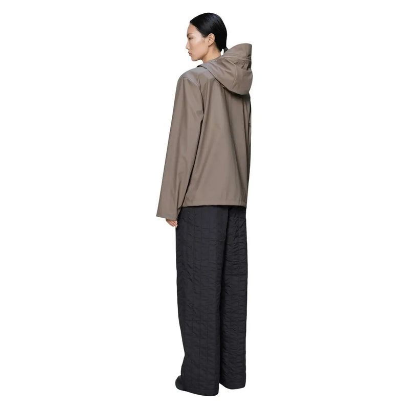 Taupe-colored rains women brown polyester hooded blazer jacket with sleek minimalist design and subtle texture