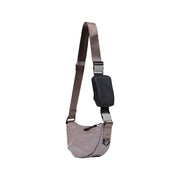 Rains women purple shoulder bag in sleek translucent lavender polyester with brown strap and black zippered pocket