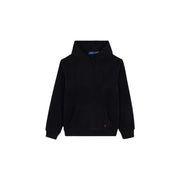 Schwarzes Ralph Lauren Herren-Sweatshirt aus Baumwollmischgewebe mit kleinem roten Polo-Spieler-Logo und blauem Markenetikett am Kragen