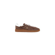 Ralph Lauren Herrenschuhe aus braunem Wildleder top Sneaker mit weißen Schnürsenkeln und hellbrauner Gummisohle für die Freizeit