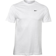 Men’s plain white short-sleeved Reebok T-shirt with black logo on chest