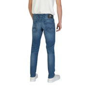 Replay jeans M914 for men in blue denim with slim fit and subtle fading, back view