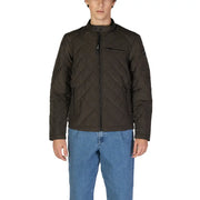 Men’s dark olive quilted bomber jacket with stand-up collar from Replay Men Black Long Blazer series