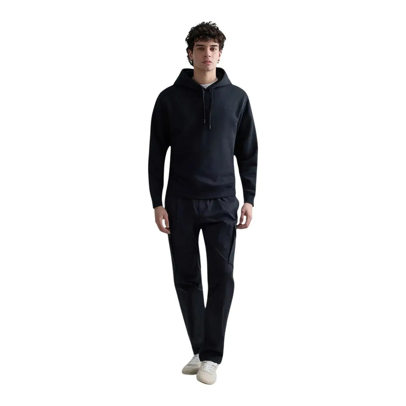 Replay Herren-Sweatshirt, schwarz, aus Baumwollfleece mit Kapuze, dezent strukturiertem Stoff und passenden Kordelzügen.