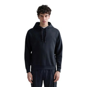 Replay Herren-Sweatshirt, schwarz, aus Baumwollfleece mit Kapuze, dezentem Brustlogo und passenden Kordelzügen