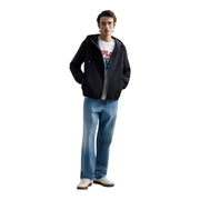 Replay Herrenblazer, schwarz, Kapuzenjacke aus Polyester, reguläre Passform, mit dezentem rotem Logo auf der linken Brustseite