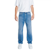 Medium-wash blue denim Replay men blue jeans fall winter M9Z1 with classic five-pocket design and button fly