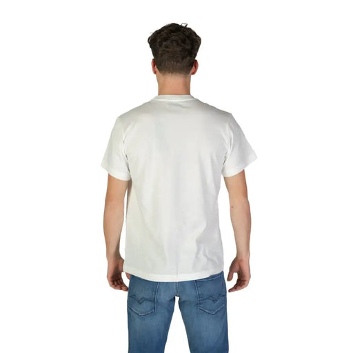 Wiederholungsmänner t-shirt mit weißem Baumwoll-Rundhalsausschnitt, ideal für Freizeitkleidung