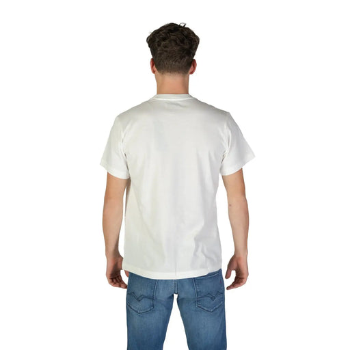 Replay men t-shirt featuring a white cotton crew-neck design ideal for casual wear