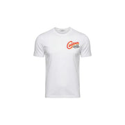 Replay men white cotton round neck short sleeve t shirt with red and black custom premium clothing logo on left chest