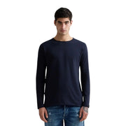 Replay mens navy blue cotton long sleeve crew neck t shirt suitable for casual and everyday wear