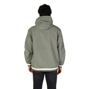 Replay men’s olive green hooded blazer with white trim cuffs and hem featuring a built-in turtleneck