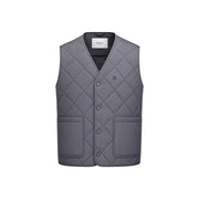 Gilet matelassé Replay pour homme, gris, avec boutons sur le devant et poches latérales, vue de face