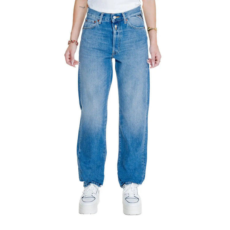 Replay Women high-waisted blue faded wash five-pocket jeans