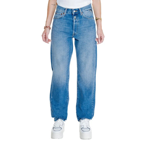 Replay Women high-waisted blue faded wash five-pocket jeans