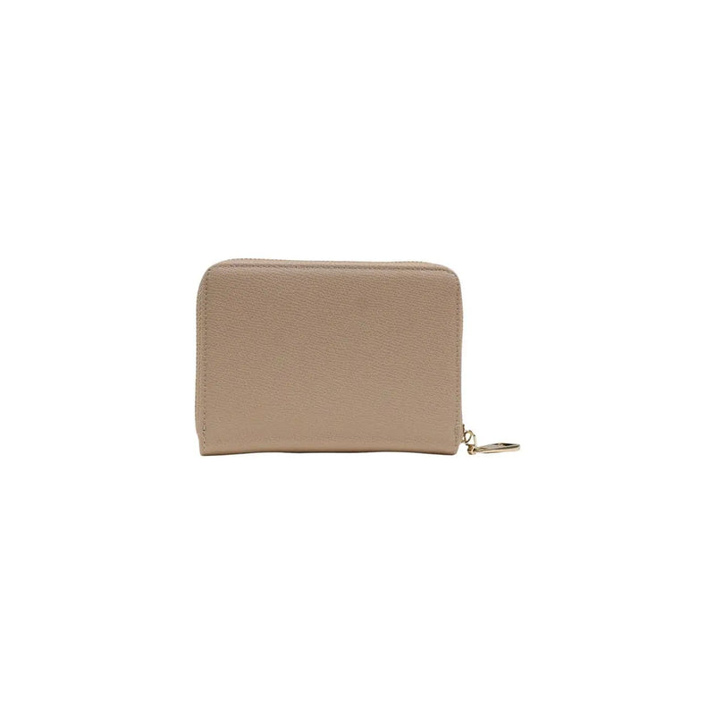 Replay women zip wallet in beige textured leather with gold-tone zipper pull and inside pockets 15x11x2.5 cm