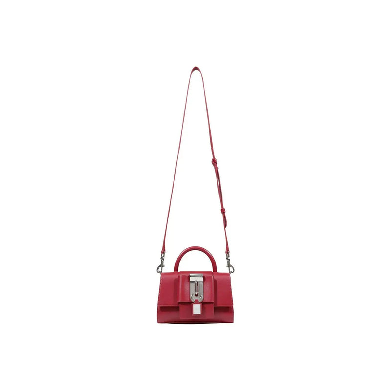Replay womens red handbag synthetic 23x16x7cm with vibrant red leather, silver-toned clasp, and matching shoulder strap