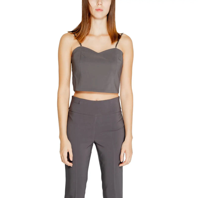 Rinascimento women tank top grey cropped camisole with thin straps and sweetheart neckline CFC0120019003