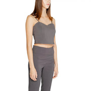Rinascimento women charcoal-gray cropped camisole tank top with thin straps and sweetheart neckline CFC0120019003