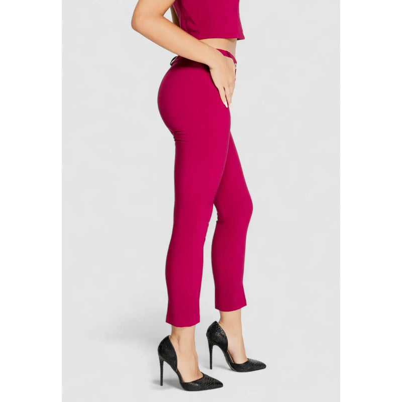 Rinascimento women trousers in bordeaux polyester with sleek zip and form-fitting cropped design