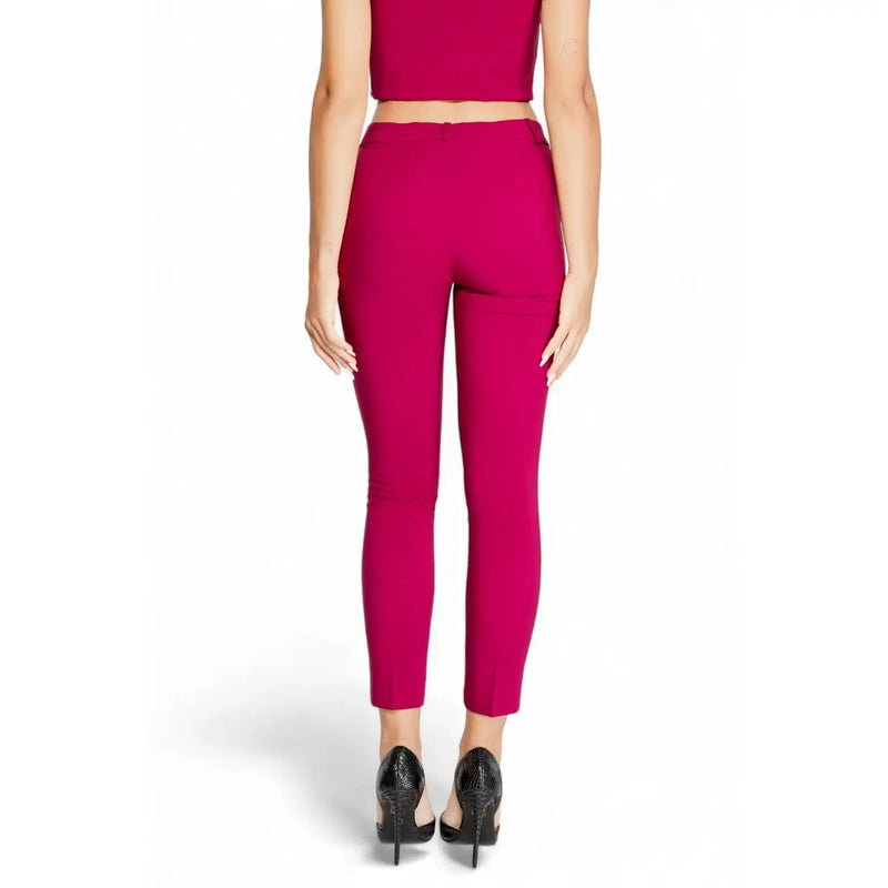 Rinascimento women trousers bordeaux zip polyester with sleek form-fitting high-waisted cropped design