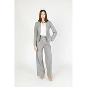 Gray pinstripe suit featuring a tailored blazer and wide-leg trousers from rinascimento womens pink pinstripe collection