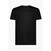 RRD men black short-sleeved crew neck t shirt with subtle ribbed trim in polyamide elastane blend fabric