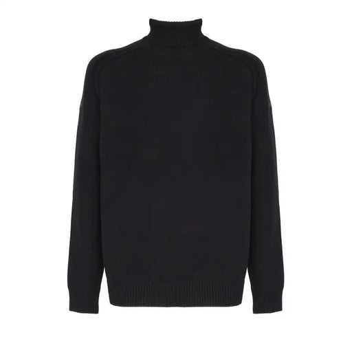 RRD men black turtleneck long sleeve knitwear with sleek knit texture and ribbed cuffs and hem