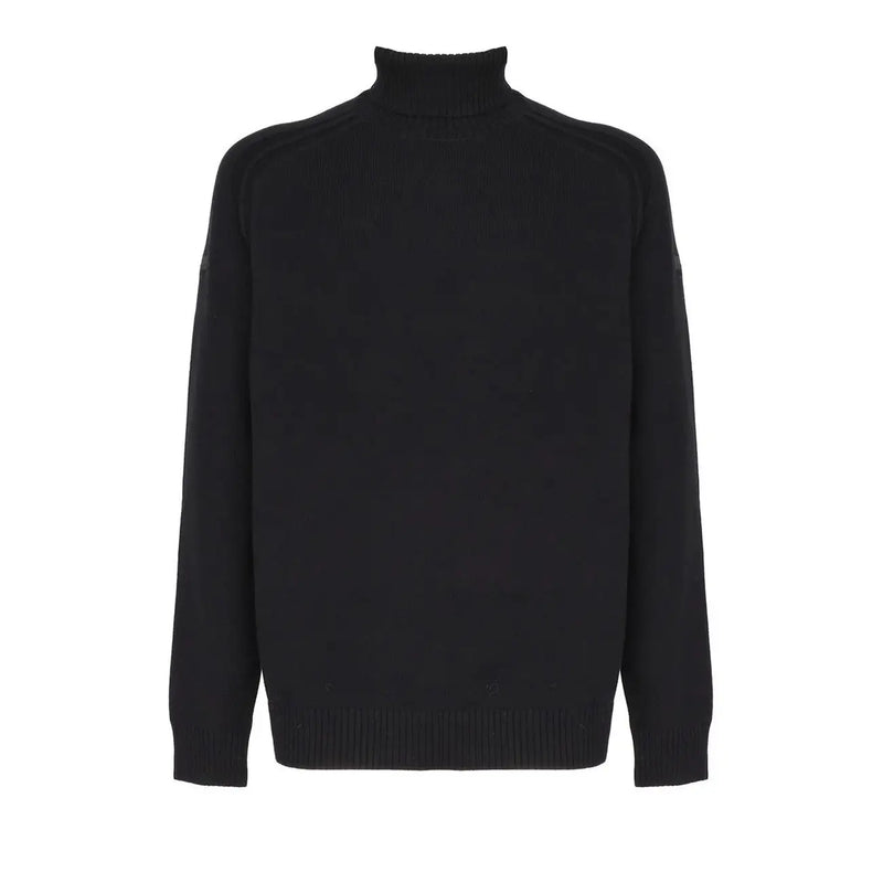 RRD men black turtleneck long sleeve knitwear with sleek knit texture and ribbed cuffs and hem