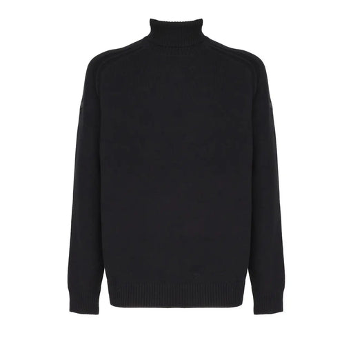 RRD men black turtleneck long sleeve knitwear with sleek knit texture and ribbed cuffs and hem