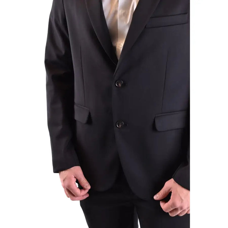 Blazer homme Rrd noir en laine, coupe ajustée, revers crantés, deux boutons sur le devant, col en V plongeant, style v29819
