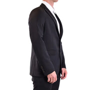 Blazer homme Rrd noir en laine longue, coupe cintrée, revers crantés, poignets à trois boutons, col en V plongeant v29819