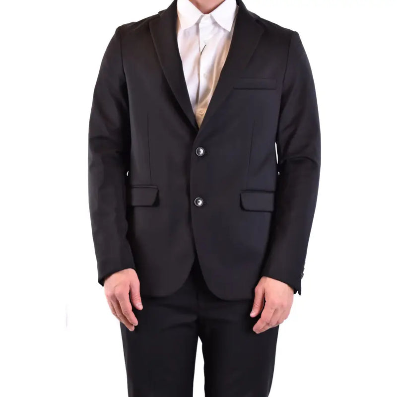 Blazer homme Rrd noir en laine, long et cintré, avec revers crantés, fermeture à deux boutons et col en V plongeant.