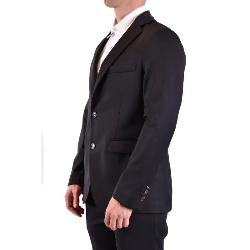 Blazer homme Rrd noir croisé en laine, texture subtile et boutons assortis v29819