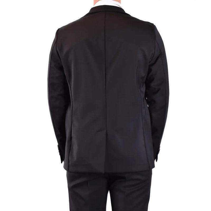 Black tailored wool blazer for men rrd with low cut v neck and sleek formal design