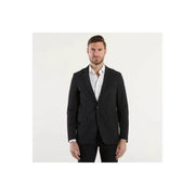 Black tailored blazer by rrd men with single button closure and flap pockets in polyamide for spring summer wear