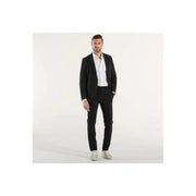 Rdr men blazer blue polyamide v-neck spring summer jacket in black tailored suit jacket with modern cut and subtle texture