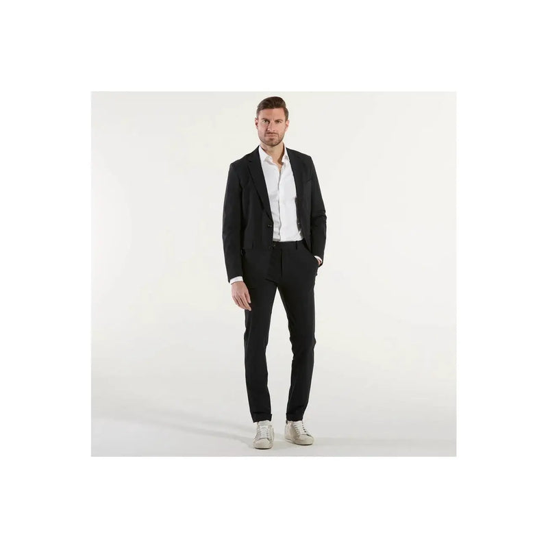 Rdr men blazer blue polyamide v-neck spring summer jacket in black tailored suit jacket with modern cut and subtle texture